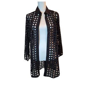 ADIVA Women's Eyelet Shirt/Swimsuit Coverup/Tunic  Sz M Black